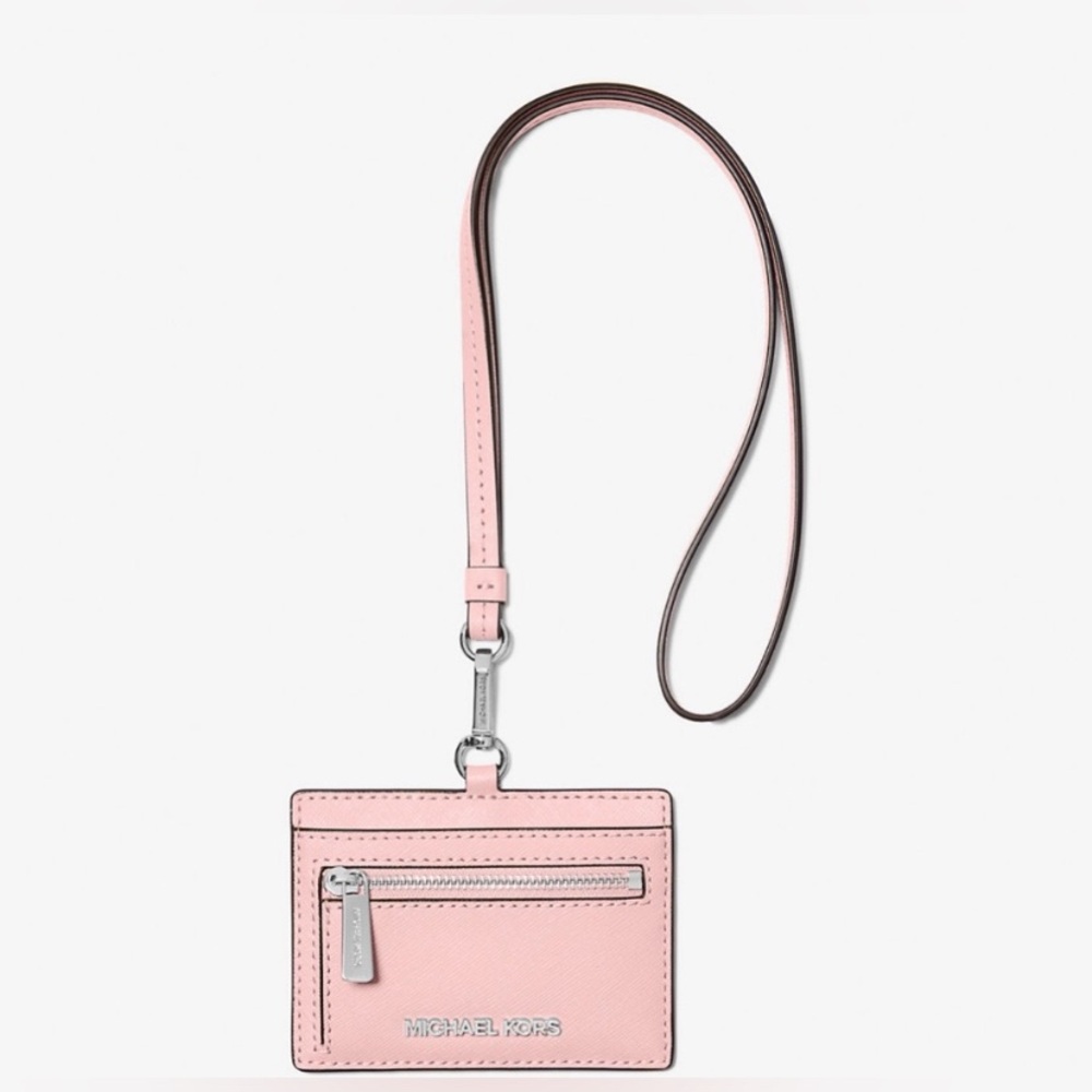 KORS Michael Kors, Jet Set Travel Saffiano Leather Card Case Lanyard